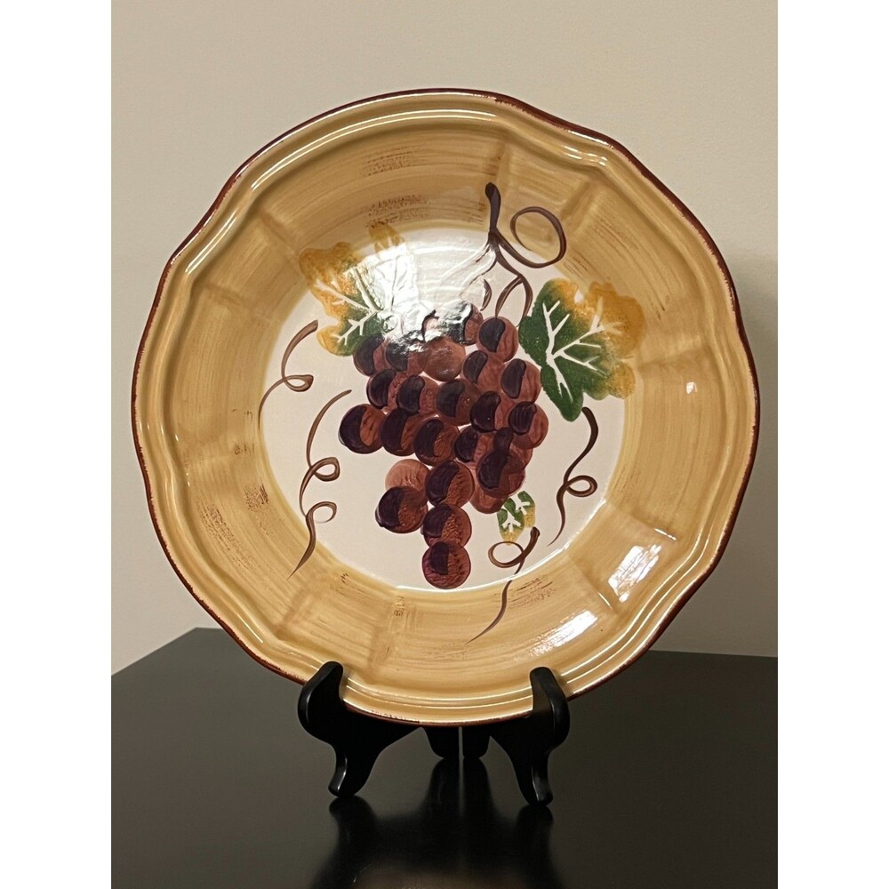 Tabletops Gallery Italian Grapes Hand Crafted & Painted Ceramic Dinner Plate